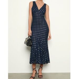 Ciao Lucia Navy Blue Midi Metallic Dress Medium